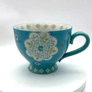Grace's Pantry Large Ceramic Footed Boho Floral Turkish Coffee Soup Latte Mug